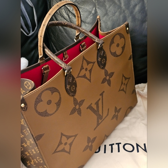 Monogram Giant OnTheGo GM Tote Reverse Canvas Brown Torron Handles Italy - Picture 14 of 17